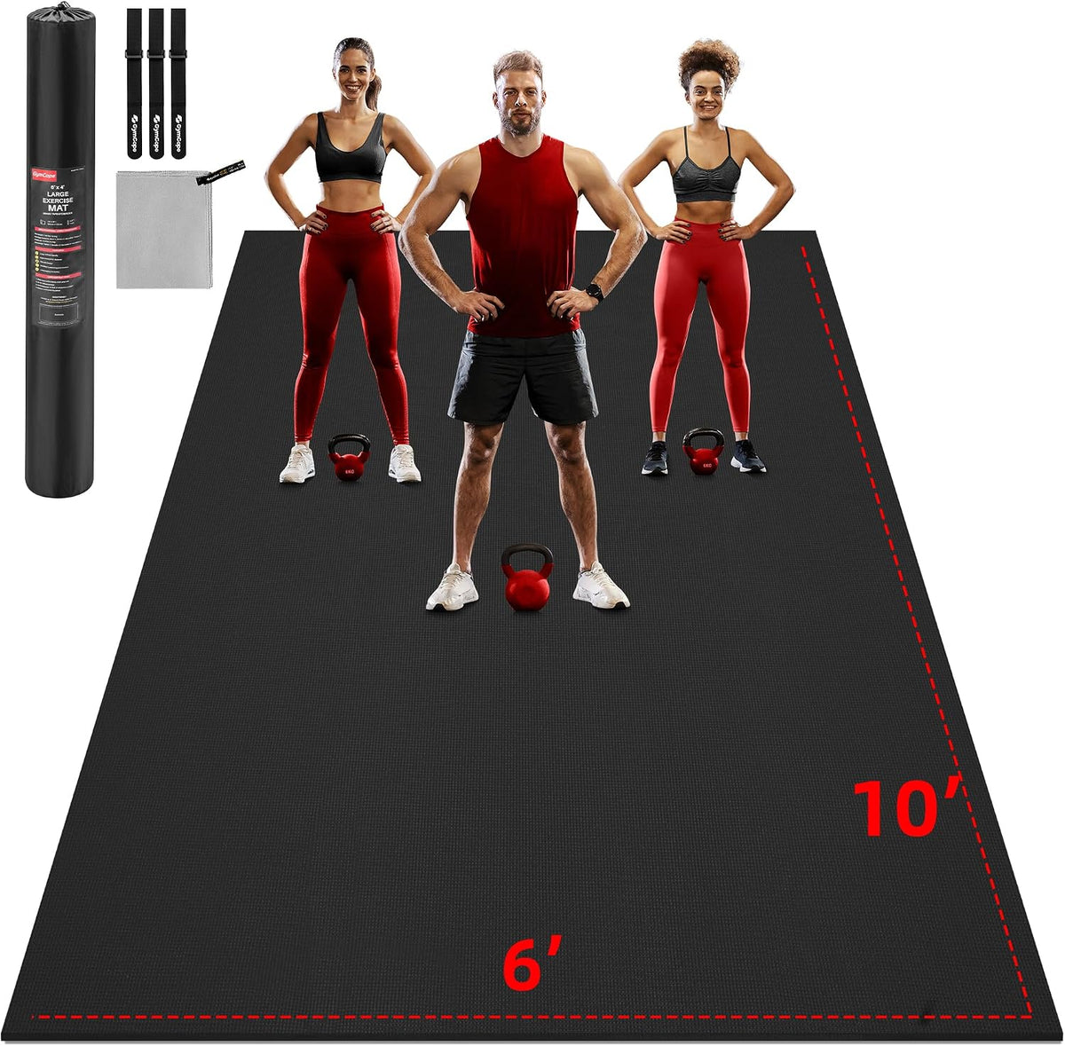 Extra Large Exercise Mat 10'x6'/9'x6'/8'x6'/7'x5'/6'x4' (8mm)