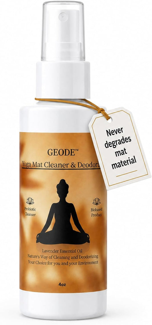 Yoga Mat Cleaner & Deodorizer Spray – Lavender Essential Oil Formula for Yoga Mats, Pilates Reformers & Gym Equipment – Natural No-Residue Workout Mat Cleaner, Non-Toxic Daily Cleaning Spray (4oz)