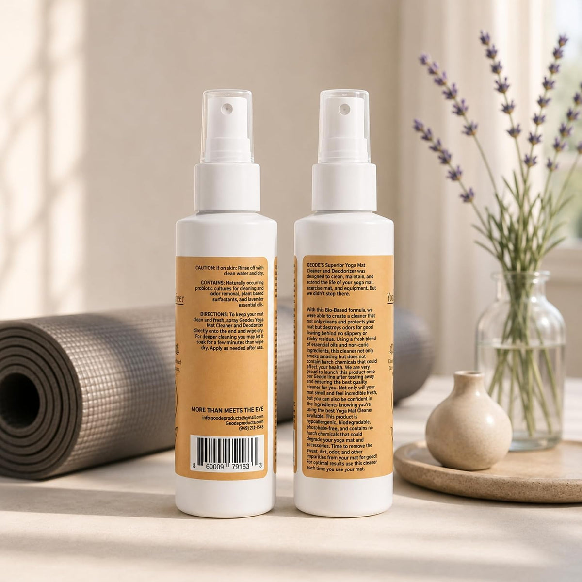 Yoga Mat Cleaner & Deodorizer Spray – Lavender Essential Oil Formula for Yoga Mats, Pilates Reformers & Gym Equipment – Natural No-Residue Workout Mat Cleaner, Non-Toxic Daily Cleaning Spray (4oz)