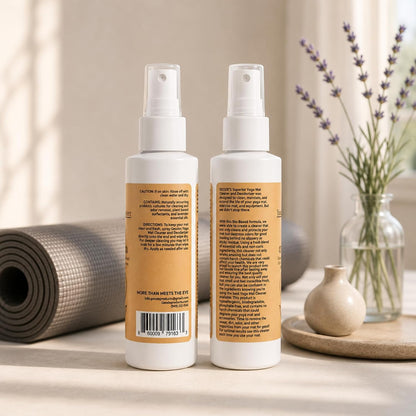 Yoga Mat Cleaner & Deodorizer Spray – Lavender Essential Oil Formula for Yoga Mats, Pilates Reformers & Gym Equipment – Natural No-Residue Workout Mat Cleaner, Non-Toxic Daily Cleaning Spray (4oz)