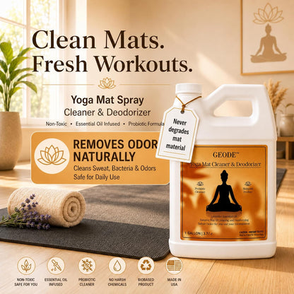 Yoga Mat Cleaner & Deodorizer Spray – Lavender Essential Oil Formula for Yoga Mats, Pilates Reformers & Gym Equipment – Natural No-Residue Workout Mat Cleaner, Non-Toxic Daily Cleaning Spray (4oz)