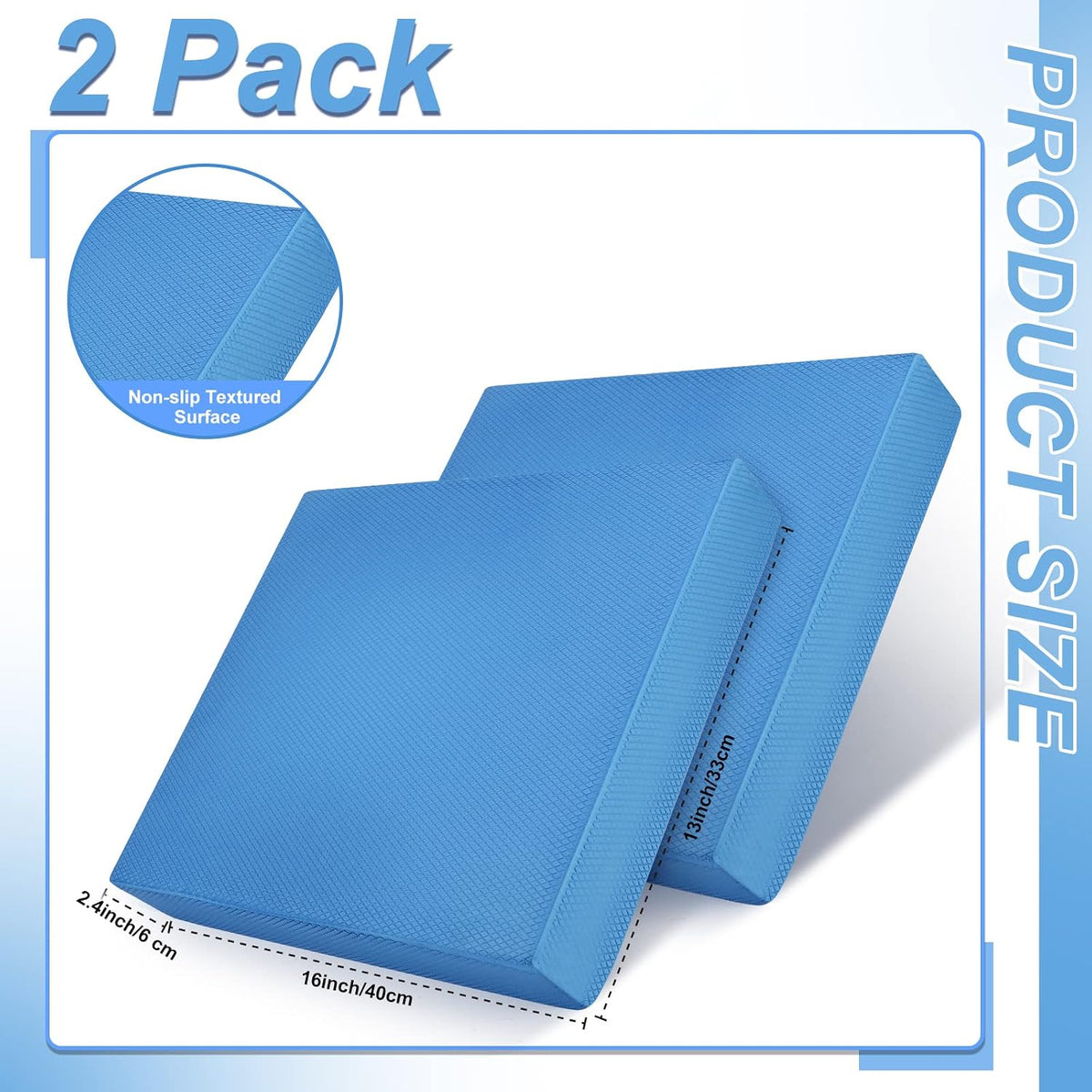 2 Pcs Balance Pad Thick Foam Yoga Core Training Exercise Pad for Adults Physical Therapy Fitness Stability Workout Knee Ankle Strength Training Home Work Floor