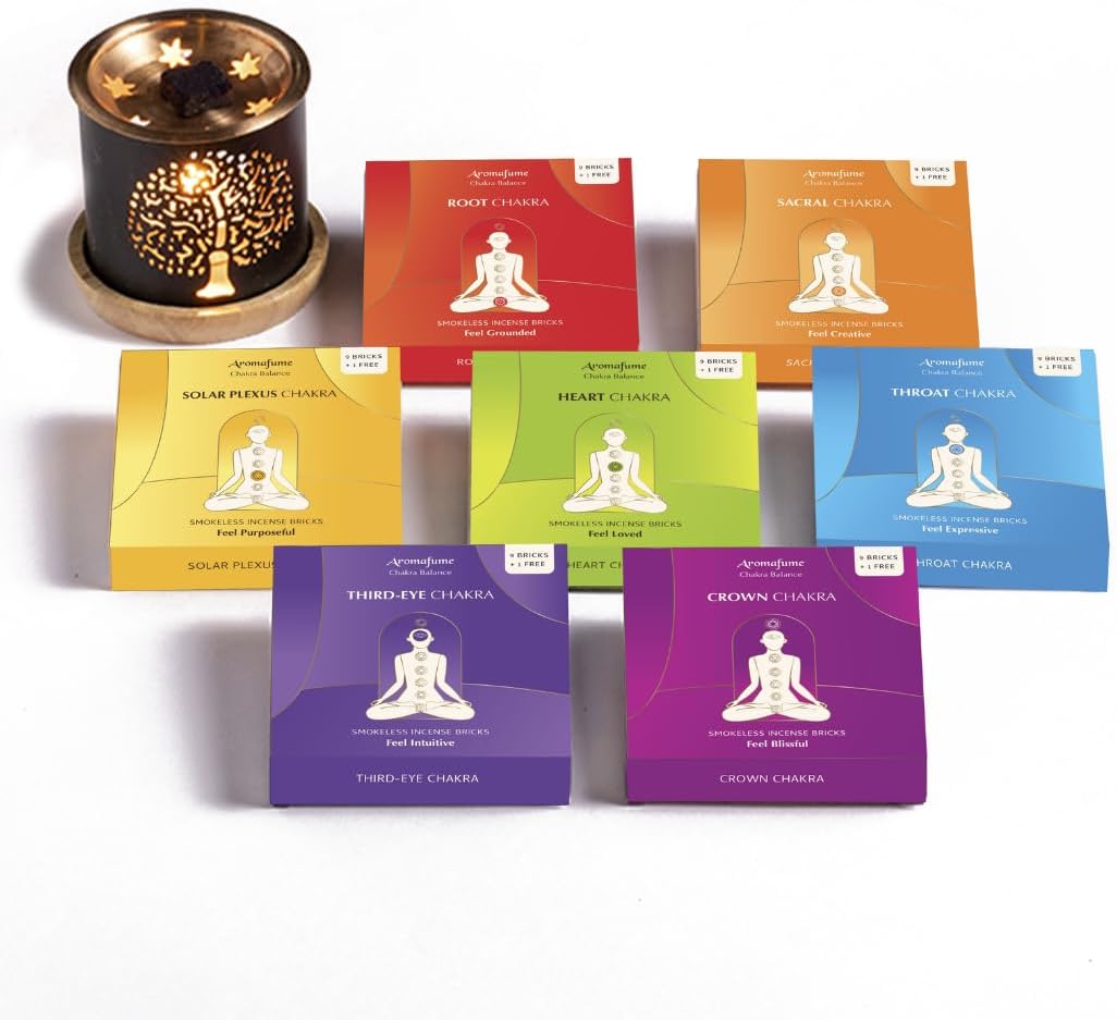 7 Chakra Smokeless Incense Bricks Gift Set, 14 Bricks