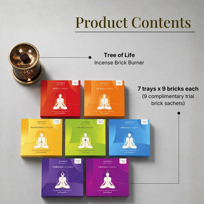 7 Chakra Smokeless Incense Bricks Gift Set, 14 Bricks