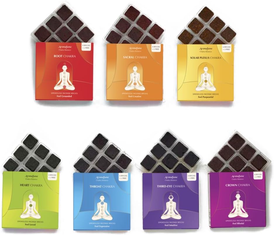 7 Chakra Smokeless Incense Bricks Gift Set, 14 Bricks