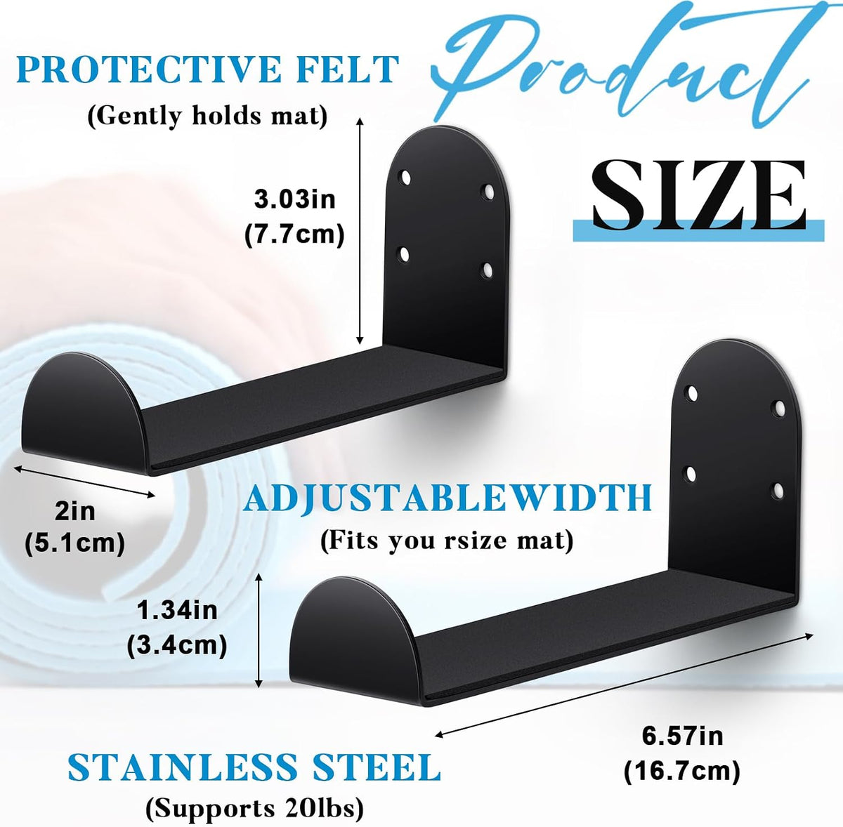 4 Pcs Yoga Mat Storage Rack Wall Mount Holder Exercise Mat Hanger Foam Roller Wall Hooks Gym Organizer for Hanging Fitness Bands Yoga Strap Home Gym