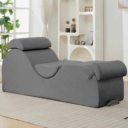 25" Velvet Lounge Chair with Lumbar Support, Side Pocket, Light Grey