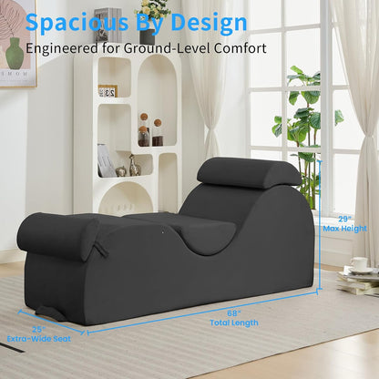 25" Velvet Lounge Chair with Lumbar Support, Side Pocket, Light Grey