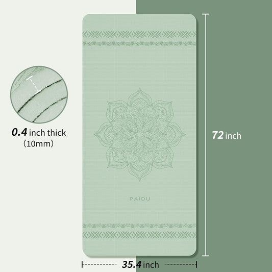 Large Yoga Mat 72"x36"x10mm Non-Slip Exercise Mat for Home Gym Studio | Extra wide & thick non-slip yoga mat, works on all floors, ideal for stretching, yoga studio, gym and home workouts