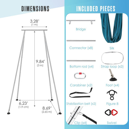 Aerial Rig, Aerial Yoga Stand, 10 FT Frame, 13 YD Fabric, 550 LB Capacity