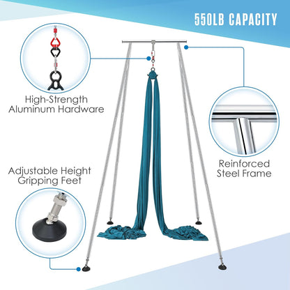 Aerial Rig, Aerial Yoga Stand, 10 FT Frame, 13 YD Fabric, 550 LB Capacity