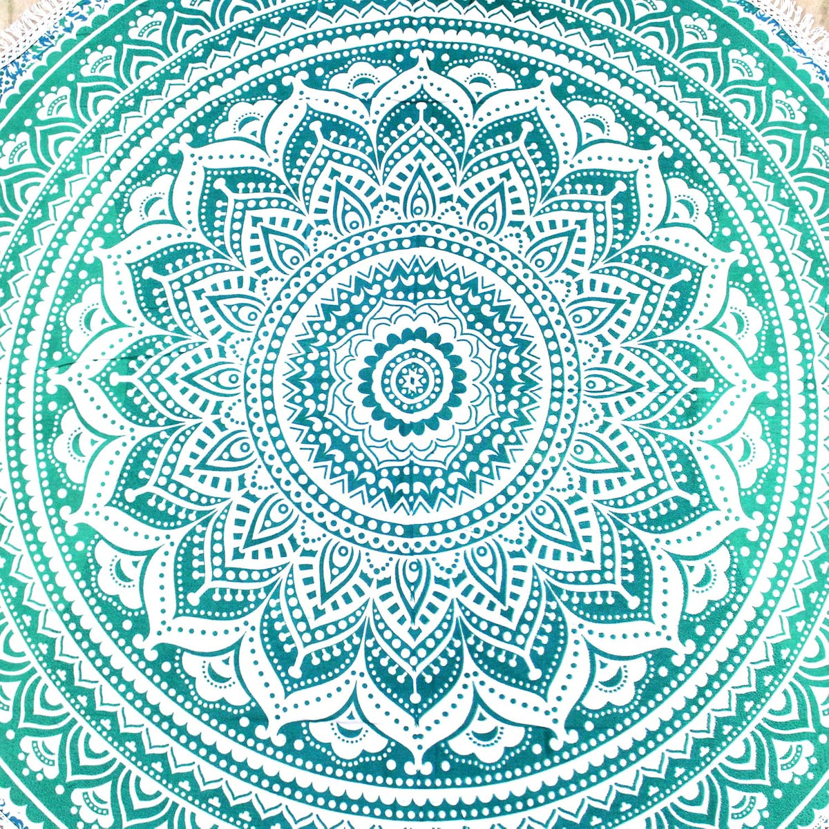 Mandala Round Beach Tapestry Boho Hippie Blanket Bohemian Large Table Cloth Home Decor Yoga Mat Meditation Picnic Rug Throw Hippy Gypsy Tablecloth Roundie (42 Inches, Orange And Blue)