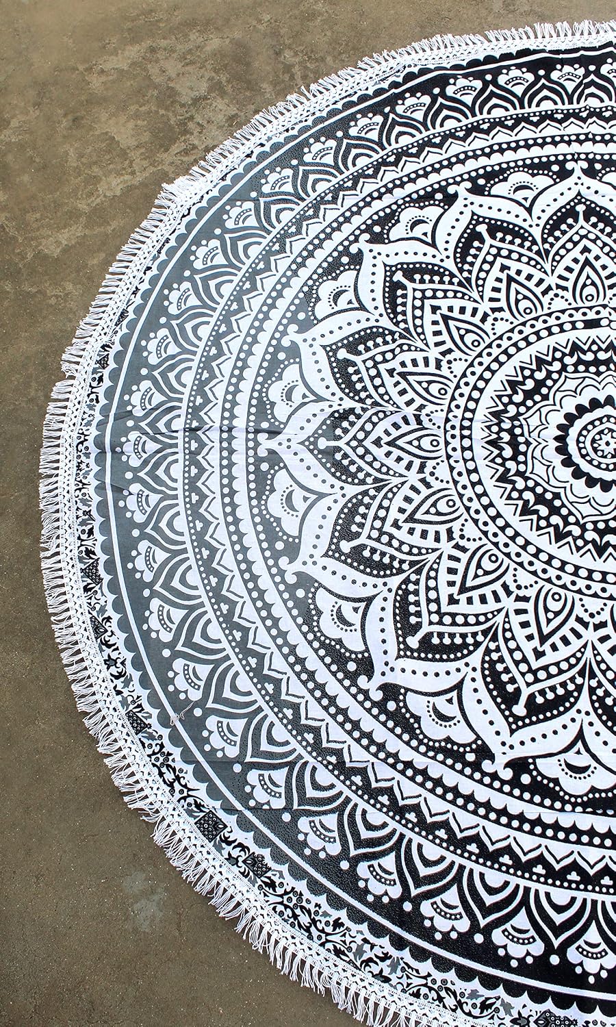 Mandala Round Beach Tapestry Boho Hippie Blanket Bohemian Large Table Cloth Home Decor Yoga Mat Meditation Picnic Rug Throw Hippy Gypsy Tablecloth Roundie (42 Inches, Orange And Blue)