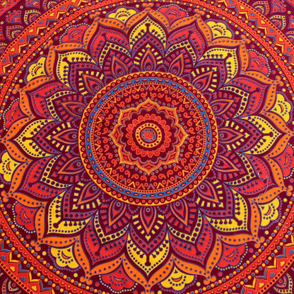 Mandala Round Beach Tapestry Boho Hippie Blanket Bohemian Large Table Cloth Home Decor Yoga Mat Meditation Picnic Rug Throw Hippy Gypsy Tablecloth Roundie (42 Inches, Orange And Blue)