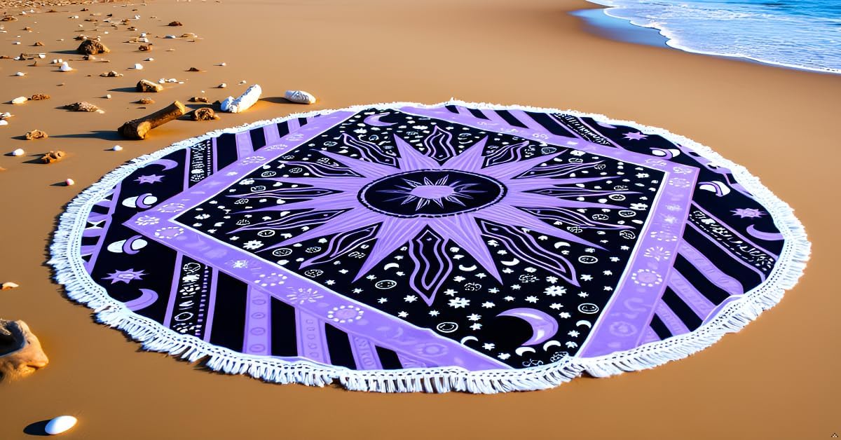 Mandala Round Beach Tapestry Boho Hippie Blanket Bohemian Large Table Cloth Home Decor Yoga Mat Meditation Picnic Rug Throw Hippy Gypsy Tablecloth Roundie (42 Inches, Orange And Blue)