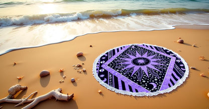 Mandala Round Beach Tapestry Boho Hippie Blanket Bohemian Large Table Cloth Home Decor Yoga Mat Meditation Picnic Rug Throw Hippy Gypsy Tablecloth Roundie (42 Inches, Orange And Blue)
