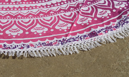 Mandala Round Beach Tapestry Boho Hippie Blanket Bohemian Large Table Cloth Home Decor Yoga Mat Meditation Picnic Rug Throw Hippy Gypsy Tablecloth Roundie (42 Inches, Orange And Blue)