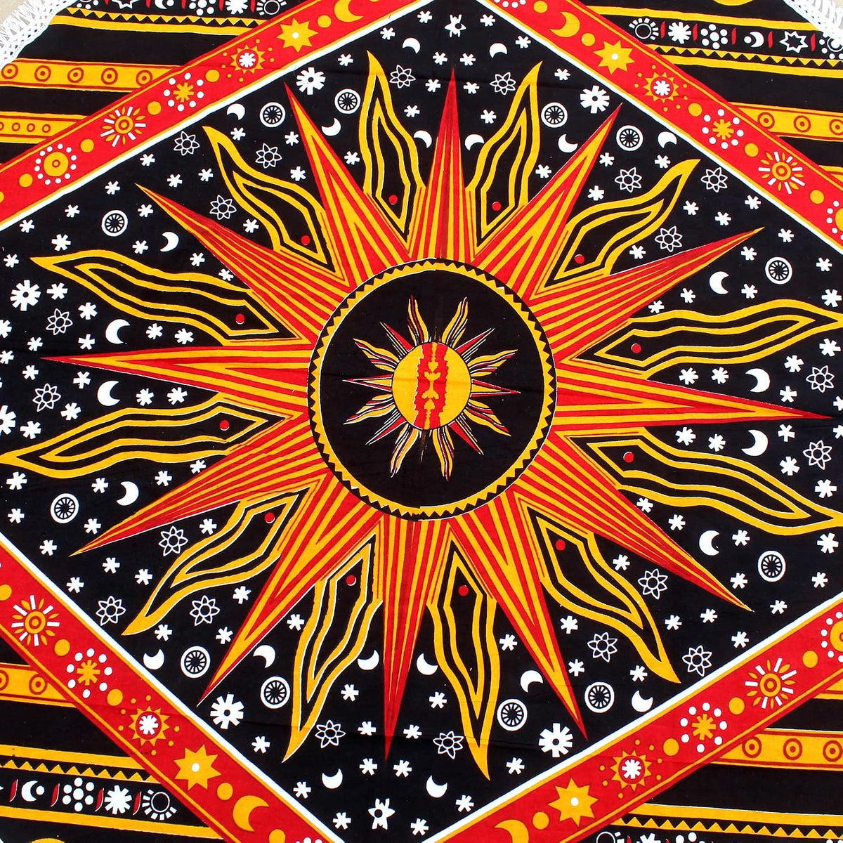Mandala Round Beach Tapestry Boho Hippie Blanket Bohemian Large Table Cloth Home Decor Yoga Mat Meditation Picnic Rug Throw Hippy Gypsy Tablecloth Roundie (42 Inches, Orange And Blue)
