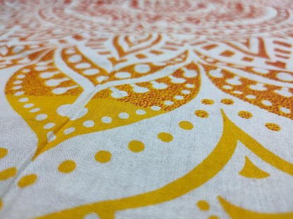 Mandala Round Beach Tapestry Boho Hippie Blanket Bohemian Large Table Cloth Home Decor Yoga Mat Meditation Picnic Rug Throw Hippy Gypsy Tablecloth Roundie (42 Inches, Orange And Blue)