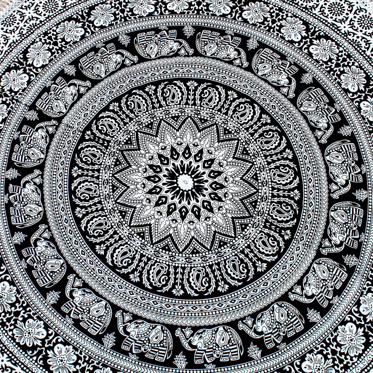 Mandala Round Beach Tapestry Boho Hippie Blanket Bohemian Large Table Cloth Home Decor Yoga Mat Meditation Picnic Rug Throw Hippy Gypsy Tablecloth Roundie (42 Inches, Orange And Blue)