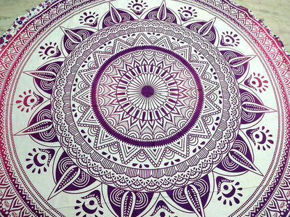 Mandala Round Beach Tapestry Boho Hippie Blanket Bohemian Large Table Cloth Home Decor Yoga Mat Meditation Picnic Rug Throw Hippy Gypsy Tablecloth Roundie (42 Inches, Orange And Blue)
