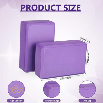 20 Pcs Yoga Blocks Bulk Eva Foam Exercise Brick Purple Non Slip Gymnastic Soft High Density Dance for Girls Women Toning Meditation Stretching Yoga Pilates Accessories