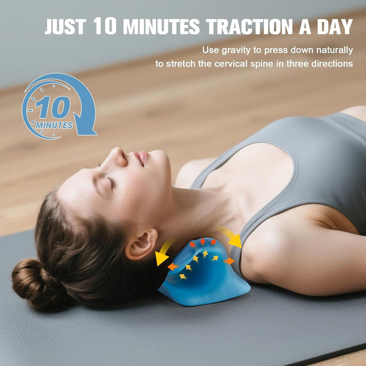 Neck Stretcher & Cervical Traction Pillow, TMJ & Shoulder Relief, Blue | 13 points, ergonomic, restores C-curve. Eases pain in 10 mins. Durable foam, lightweight & portable for home & office.
