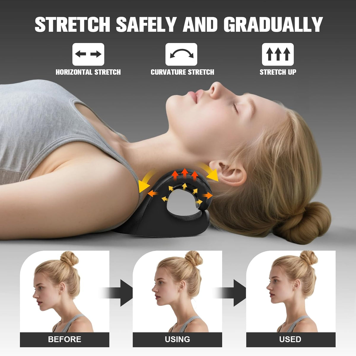 Neck Stretcher & Cervical Traction Pillow, TMJ & Shoulder Relief, Blue | 13 points, ergonomic, restores C-curve. Eases pain in 10 mins. Durable foam, lightweight & portable for home & office.