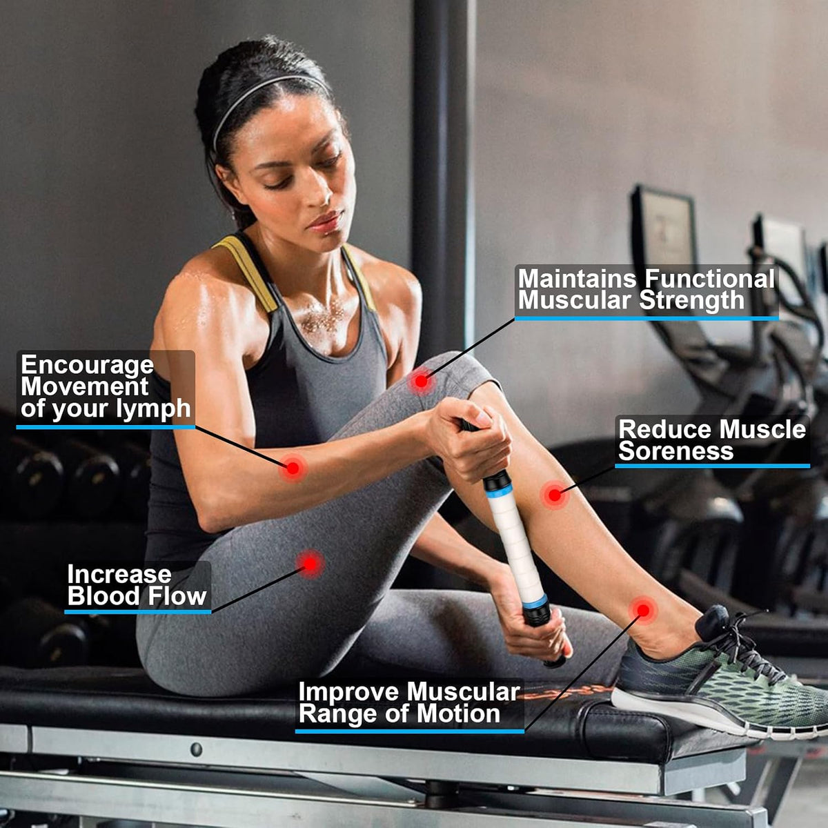 Premium Muscle Roller the Ultimate Massage Roller Stick 17 Inches Recommended By Physical Therapists Promotes Recovery Fast Relief for Cramps Soreness Tight Muscles-White