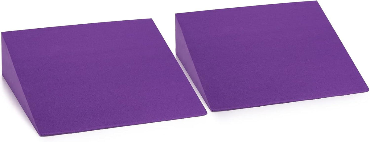 2 Pack Yoga Foam Wedge, 13" EVA Foam Calf Stretch Slant Board for Lower Leg Strength Improve, Squat Wedge Incline Block for Workout, Exercise, Foot Heel Stretcher, Wrist Back Support (Purple)