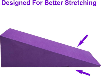 2 Pack Yoga Foam Wedge, 13" EVA Foam Calf Stretch Slant Board for Lower Leg Strength Improve, Squat Wedge Incline Block for Workout, Exercise, Foot Heel Stretcher, Wrist Back Support (Purple)