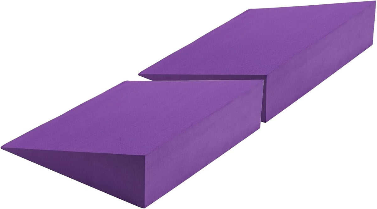 2 Pack Yoga Foam Wedge, 13" EVA Foam Calf Stretch Slant Board for Lower Leg Strength Improve, Squat Wedge Incline Block for Workout, Exercise, Foot Heel Stretcher, Wrist Back Support (Purple)