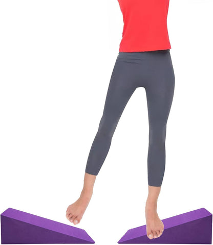 2 Pack Yoga Foam Wedge, 13" EVA Foam Calf Stretch Slant Board for Lower Leg Strength Improve, Squat Wedge Incline Block for Workout, Exercise, Foot Heel Stretcher, Wrist Back Support (Purple)