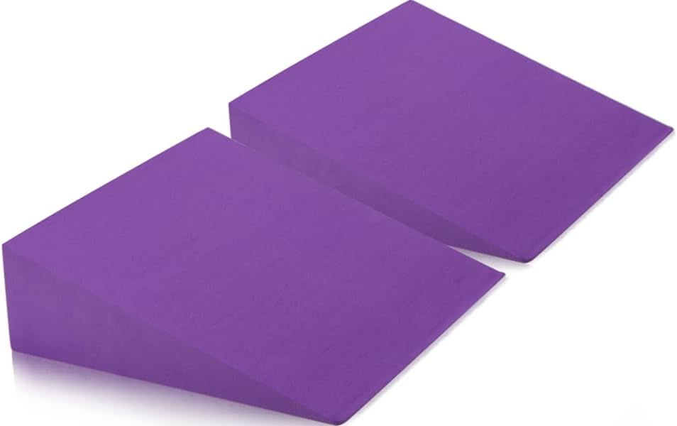 2 Pack Yoga Foam Wedge, 13" EVA Foam Calf Stretch Slant Board for Lower Leg Strength Improve, Squat Wedge Incline Block for Workout, Exercise, Foot Heel Stretcher, Wrist Back Support (Purple)