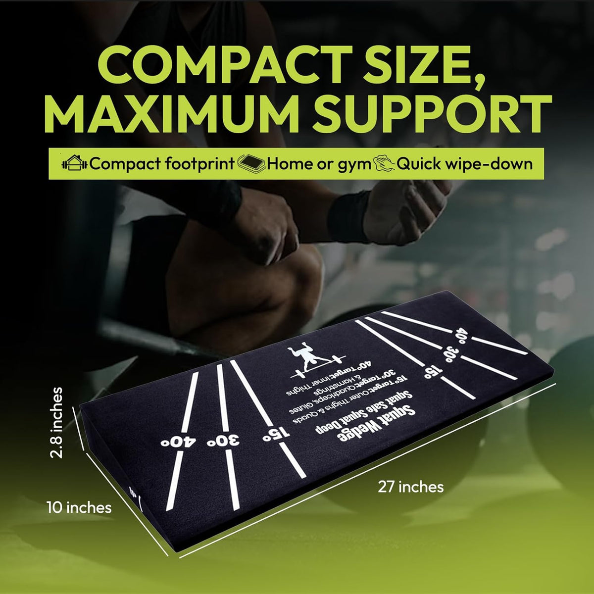 Squat Wedge Block – Non-Slip EVA Material Slant Board with 15°/30°/40° Angle Markings, 15° Heel-Elevated Incline Squat Wedge for Deep Squats & Calf Stretches (Gym, Home, Therapy & Yoga)