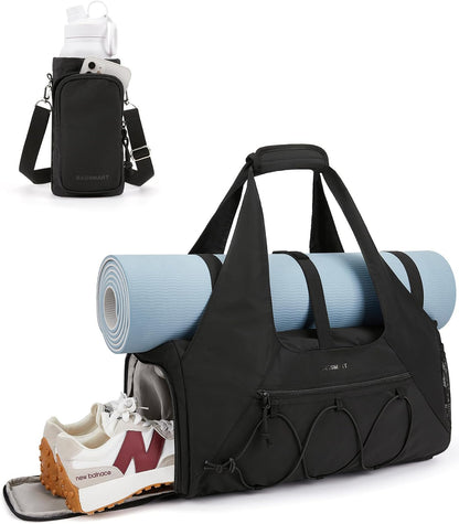 Gym Bag for Women, Lightweight Duffel with Shoe Compartment, Tote Bag with Wet Pocket for Yoga Travel, Pink