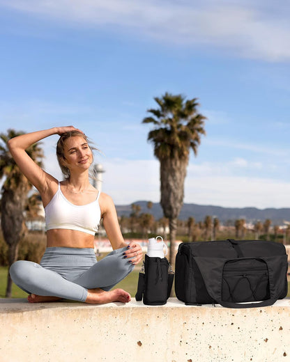 Gym Bag for Women, Lightweight Duffel with Shoe Compartment, Tote Bag with Wet Pocket for Yoga Travel, Pink
