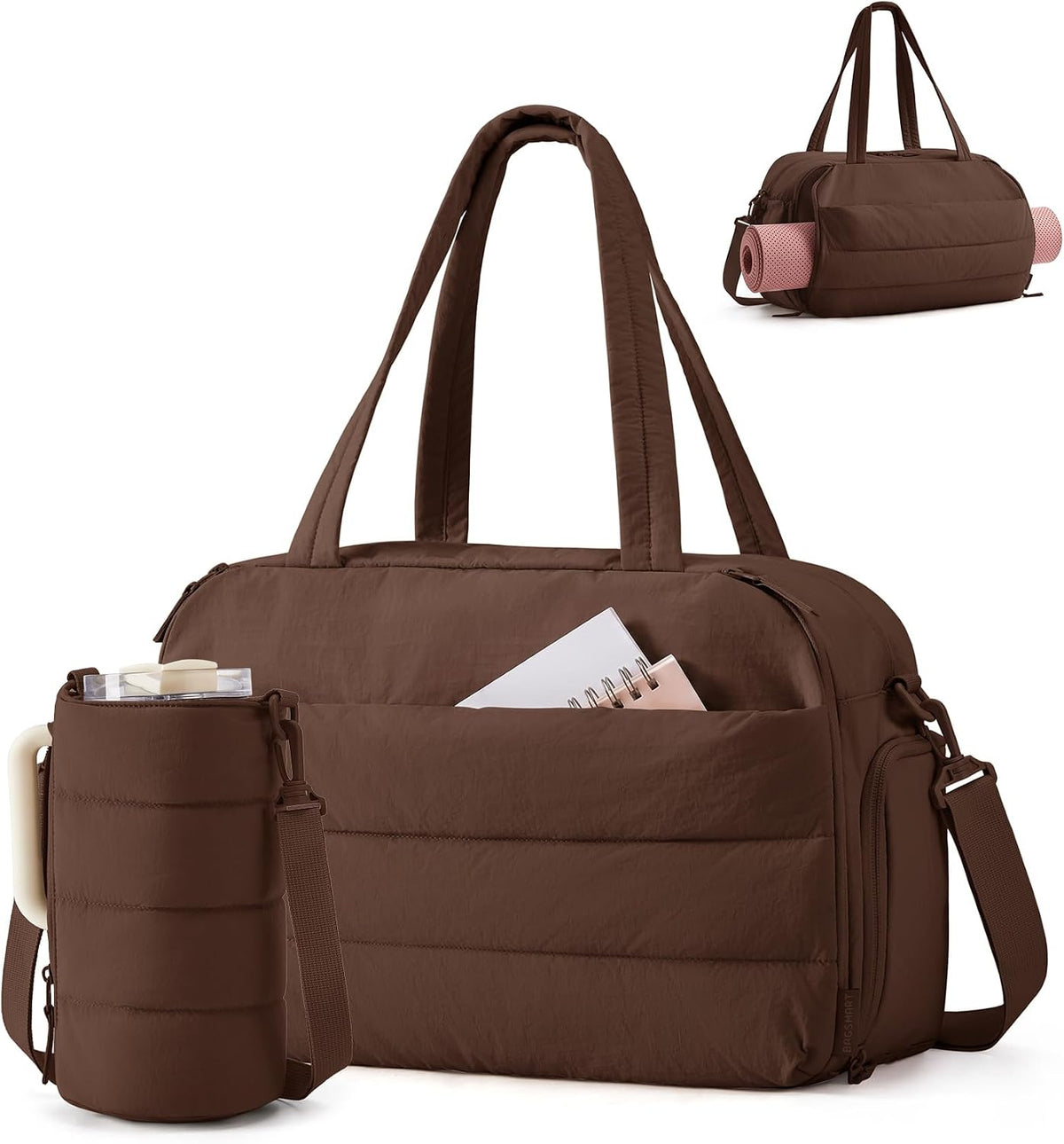 Gym Bag for Women, Lightweight Duffel with Shoe Compartment, Tote Bag with Wet Pocket for Yoga Travel, Pink