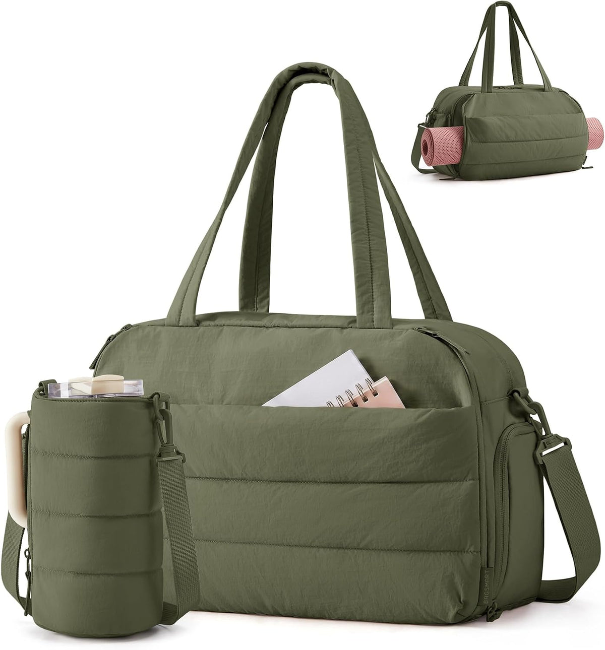 Gym Bag for Women, Lightweight Duffel with Shoe Compartment, Tote Bag with Wet Pocket for Yoga Travel, Pink