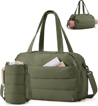 Gym Bag for Women, Lightweight Duffel with Shoe Compartment, Tote Bag with Wet Pocket for Yoga Travel, Pink