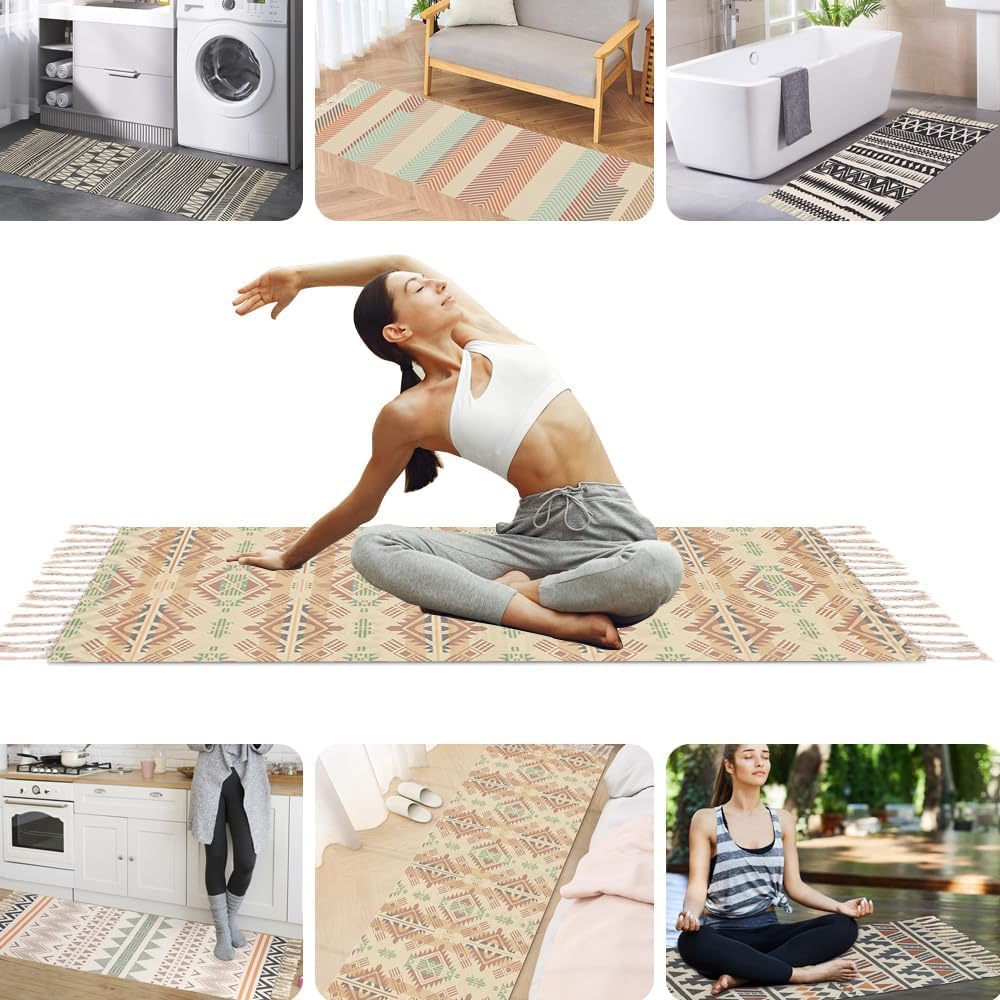 nuveti Cotton Yoga Mat - Absorbent, Grippy Tight Weave, Ashtanga & Hot Yoga Rug, Helps with Slippery Hands & Feet