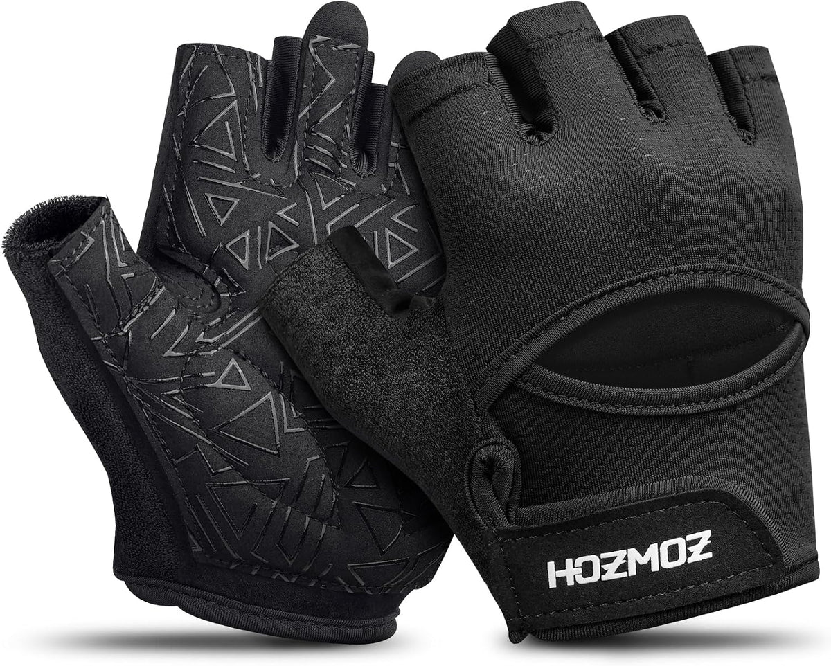 Ventilated Weight Lifting Gloves, Thick Padded Workout Gym Gloves with Full Palm Protection & Grip & Shock Absorption for Women & Men's Fitness Exercise Training