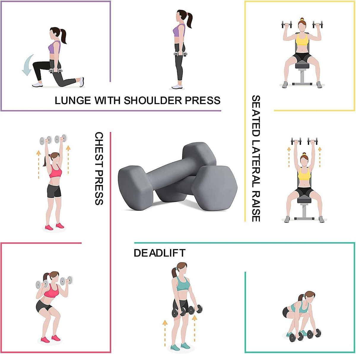 Home Gym Equipment Workouts Strength Training Weight Loss Pilates Yoga Dumbbell Set, Weights for Women, Men, Seniors and Youth
