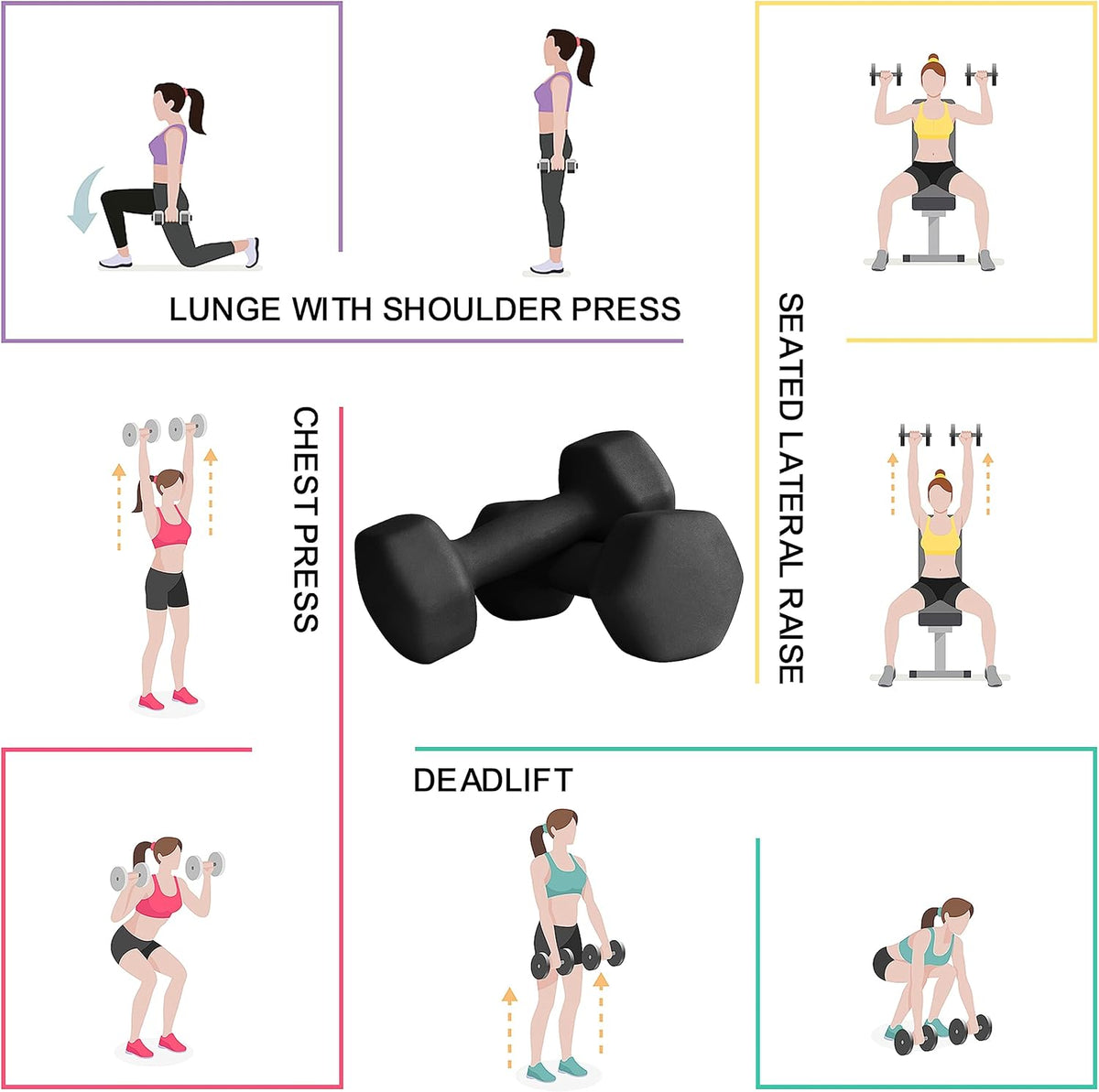Home Gym Equipment Workouts Strength Training Weight Loss Pilates Yoga Dumbbell Set, Weights for Women, Men, Seniors and Youth