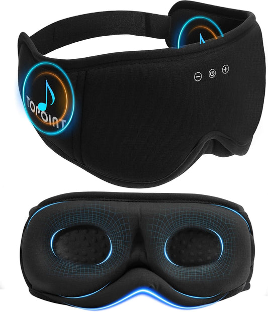 Sleep Mask with Headphones Bluetooth 5.4, 3D Eye Mask Blackout with Soft Bamboo Cotton for Side Sleepers Women Men, Sleep Headphones Earphones HD Speaker Microphone for Travel Meditation Gift