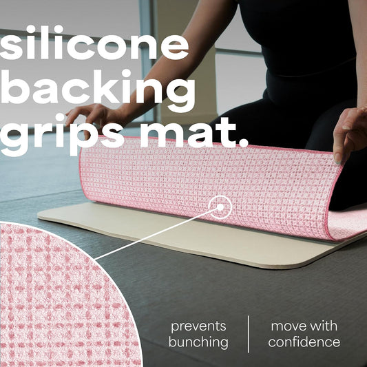 . Aura Microfiber Yoga Mat Towel with Grip, 24" x 72", Pink