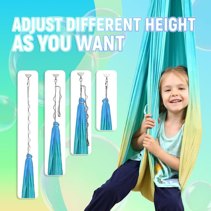 Sensory Swing, Indoor & Outdoor Sensory Swing for Kids & Adults, Double Layer Therapy Cuddle Swing for Kid with Autism, Holds up to 300lbs, Pink