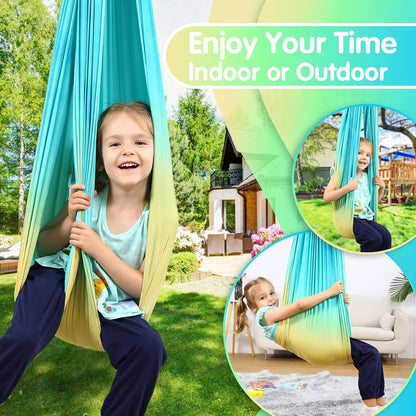Sensory Swing, Indoor & Outdoor Sensory Swing for Kids & Adults, Double Layer Therapy Cuddle Swing for Kid with Autism, Holds up to 300lbs, Pink