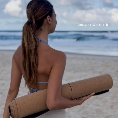 's Organic Cork Yoga Mat with Recycled Natural Rubber, 4mm Thick • The Wave Mat