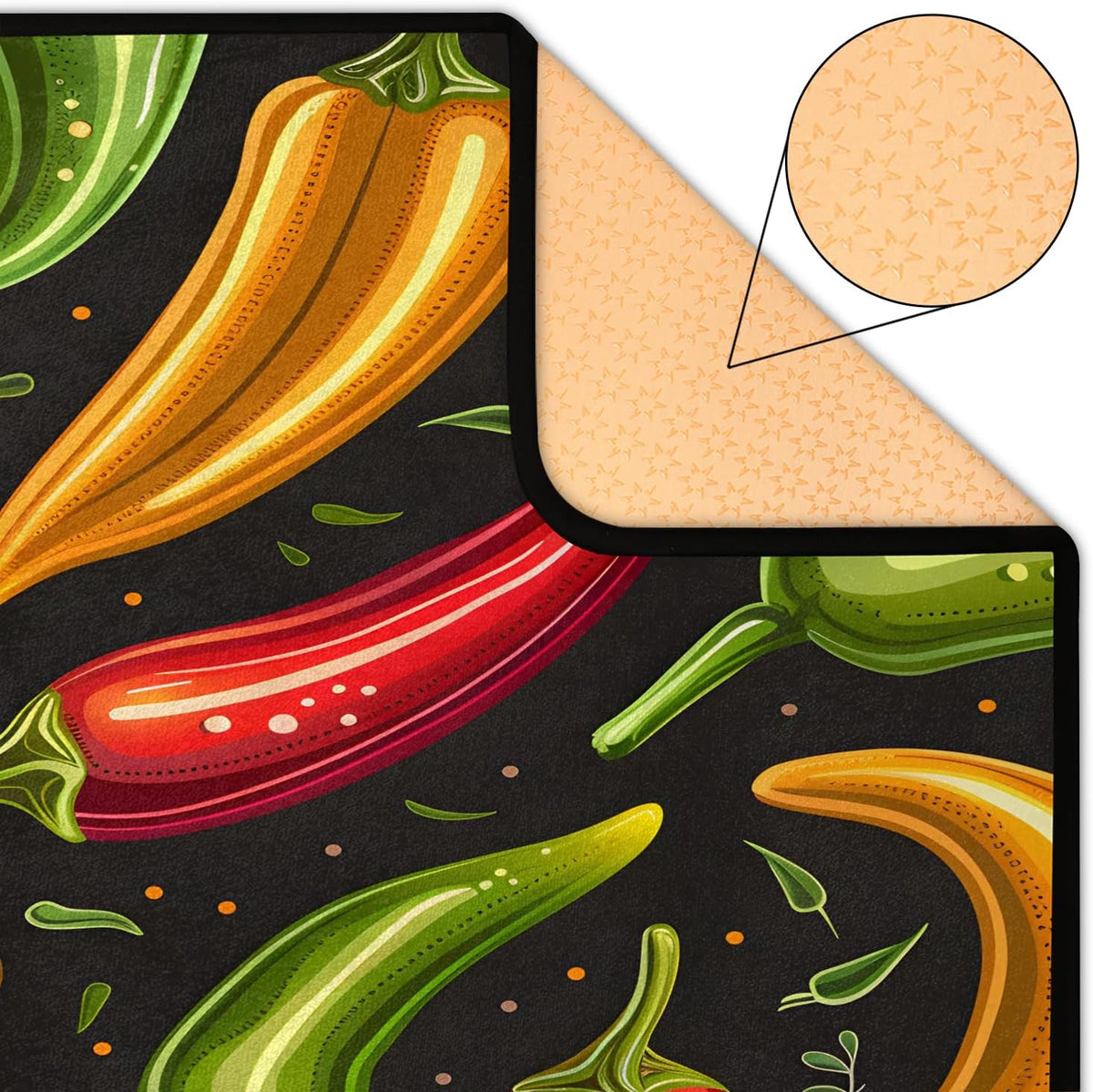 Red Hot Chili Pepper on Black Large Area Rug 4x6 Ft Washable Stain Resistant Rugs Non-Slip Soft Modern Carpet for Home Kitchen Living Room Office Party Decor